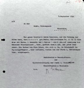 Reichsvereinigung macht im Auftrag der Gestapo Wohnungen freiYad Vashem Archives Record Group O.8 File Number 43.2 (86)